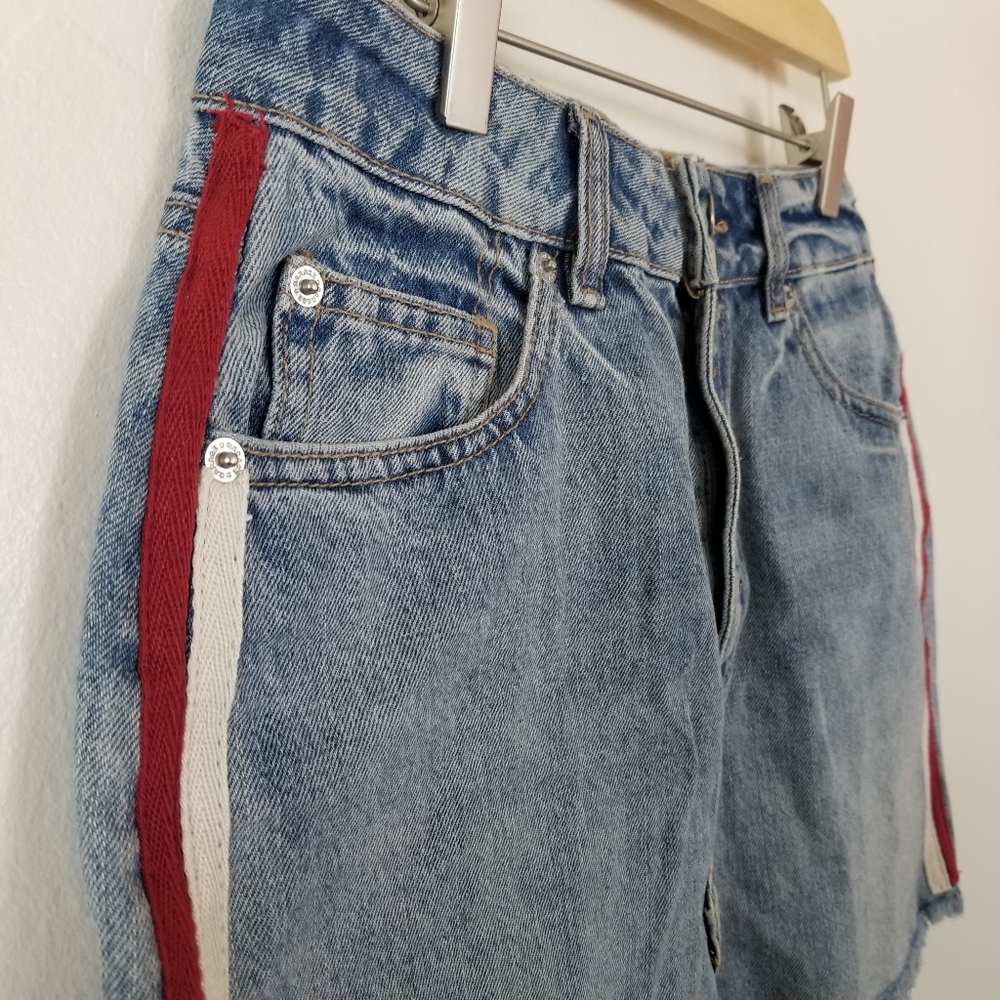 Garage Jeans Denim Mini Skirt Frayed Hem Blue S - Picture 2 of 4